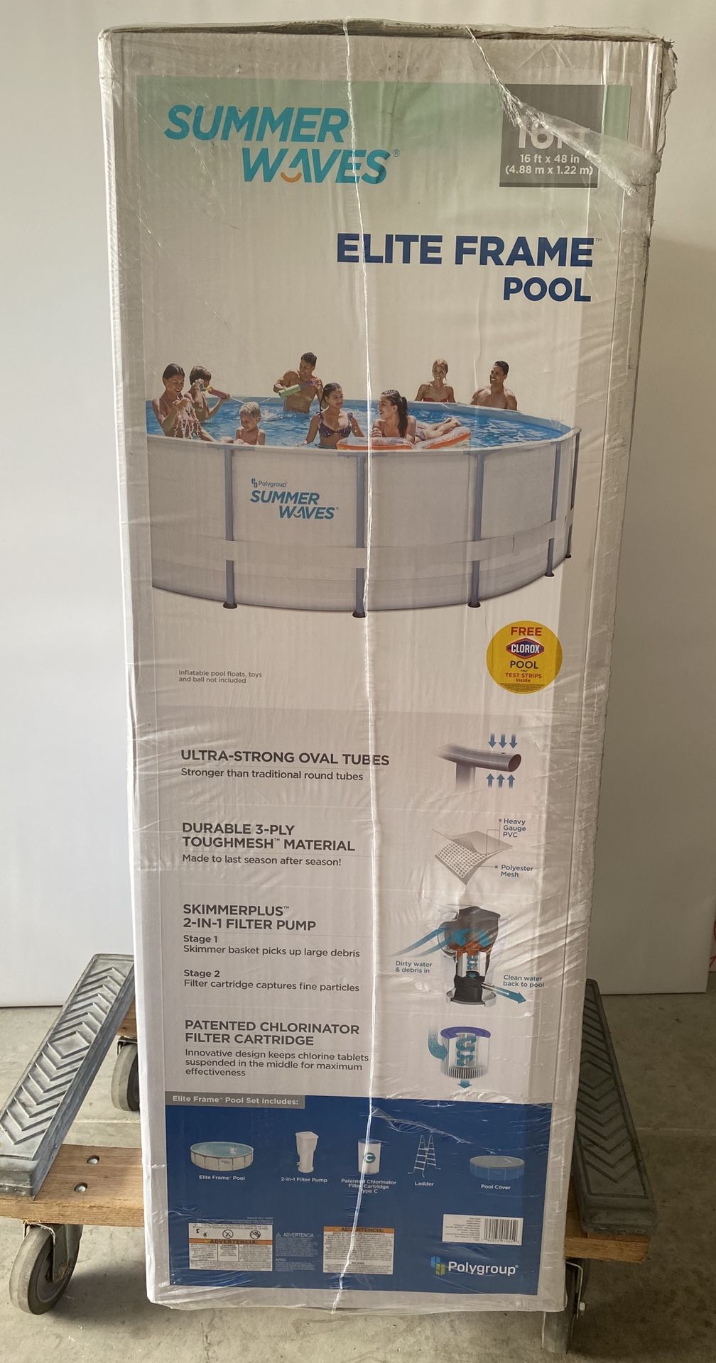 Summer Waves 16x48 Elite Frame Pool with Filter Pump, Cover, and Ladder