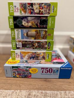 Lot of 6 Jigsaw Puzzles 750 Pieces