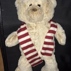 Beige Teddy Bear With the Red Scarf 