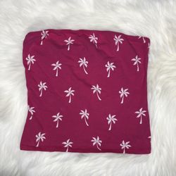 PINK PALM TREE CROP TOP