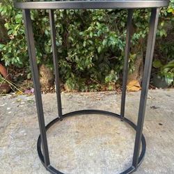 Modern Industrial Round Black Metal End Table