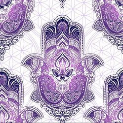 Purple and White Hamsa Tapestry