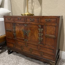 Set Of Antique Korean Tansu Butterfly Cabinet 