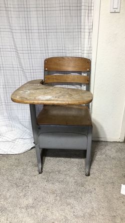 Vintage Wood & Metal Student Desk