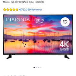 Brand New 4k 50” Insignia Smart Fire TV
