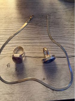 Rings size 8    Necklace silver all