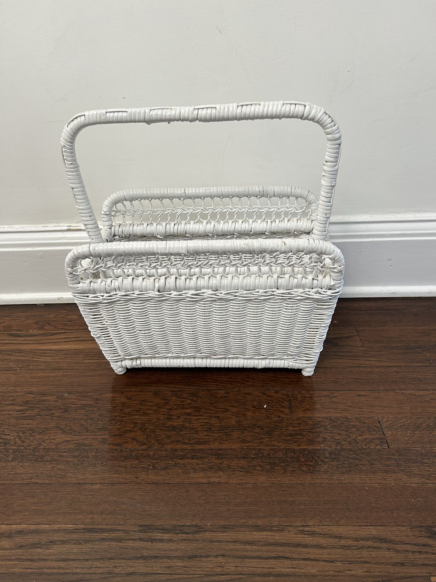 White Wicker Magazine Rack