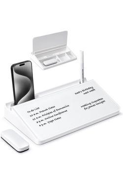 Varhomax Small Glass Desk Whiteboard, Dry Erase Desktop White Board with Storage