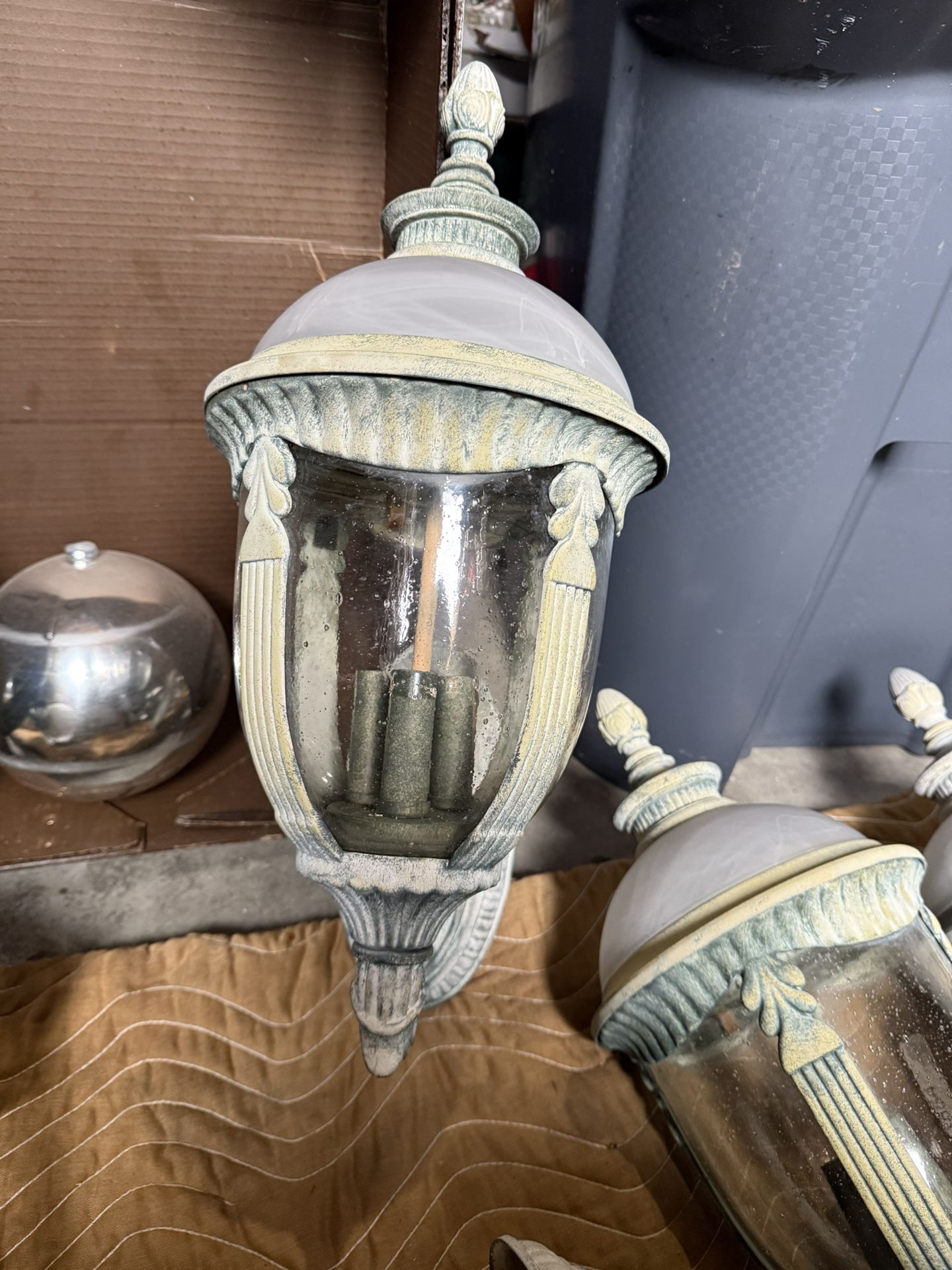 Outdoor Wall Light Fixtures - 7 Each - Patina Green