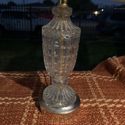 Vintage Etched Cut Crystal Glass Lamp