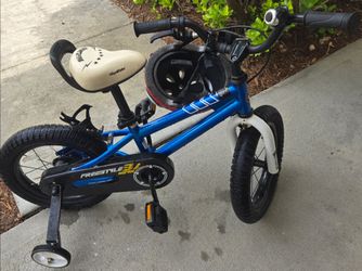 RoyalBaby Rider Freestyle blue bike with training wheels