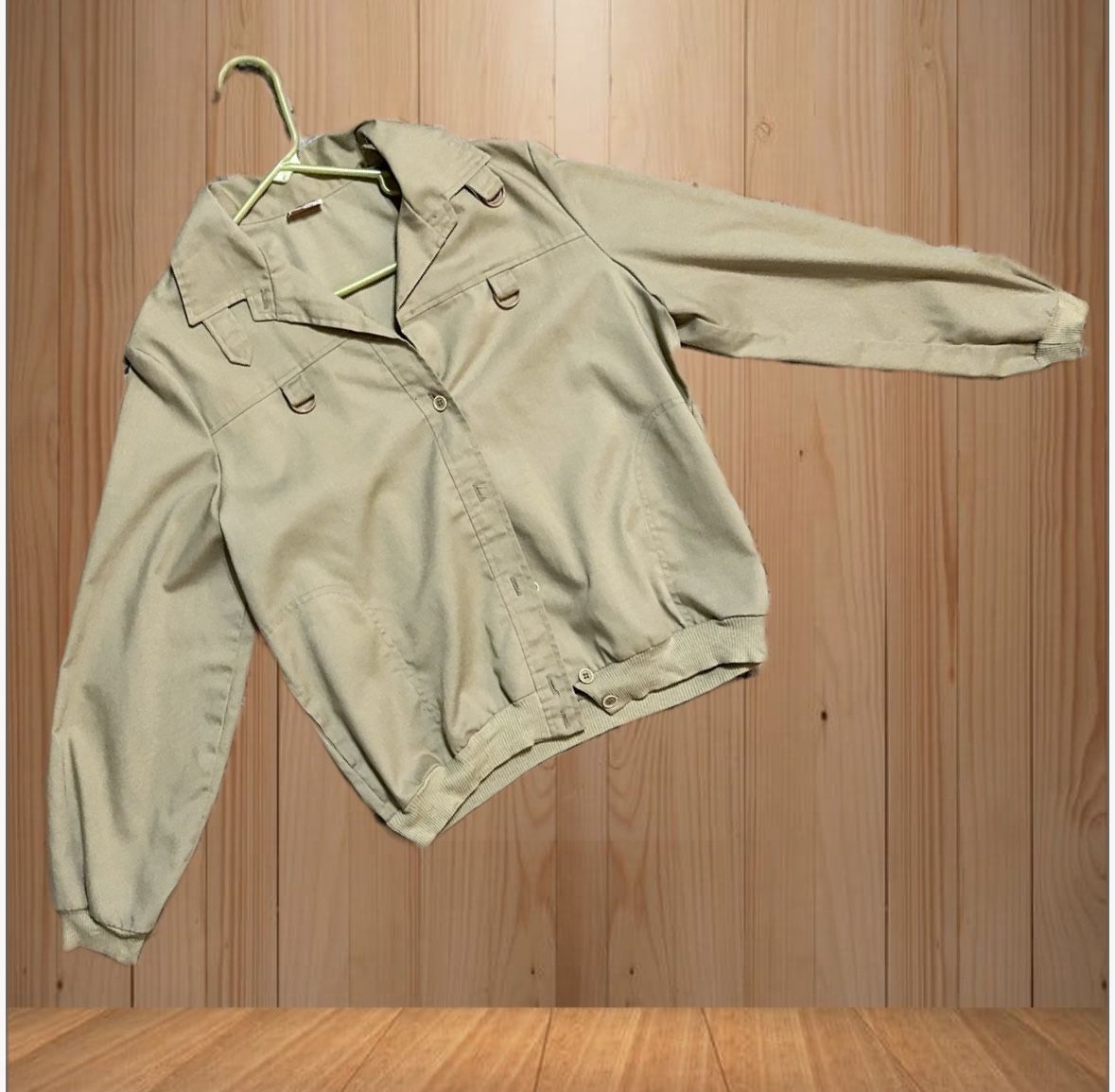 Rare Vintage Jane Colby Bomber Jacket Khaki Button Up Size 17/18