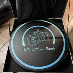  360 Photo Booth Machine for Parties with Flight Case, Logo Customization, Software App, Automatic 360-Degree Remote Control, Video Camera, 45.3-in