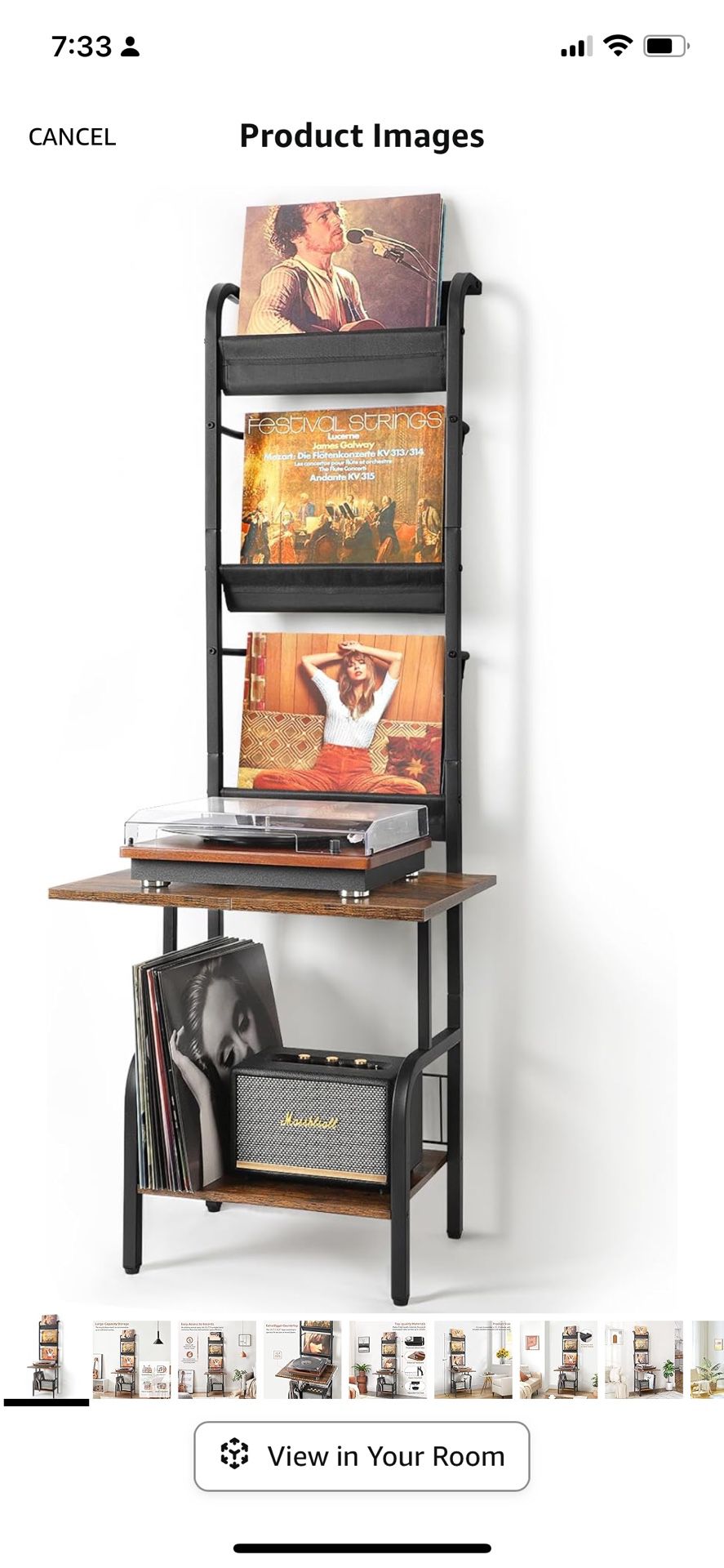 Record Player Stand with Vinyl Storage, Record Player Table with Vinyl Record Storage up to 200 Albums, Turntable Stand with Record Holder Vinyl Displ