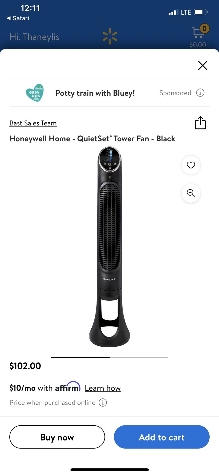 Honeywell Home - QuietSet® Tower Fan - Black