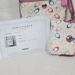 Coach pink white signature crossbody