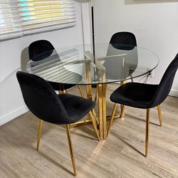 Black Gold Dining Table Set for 4