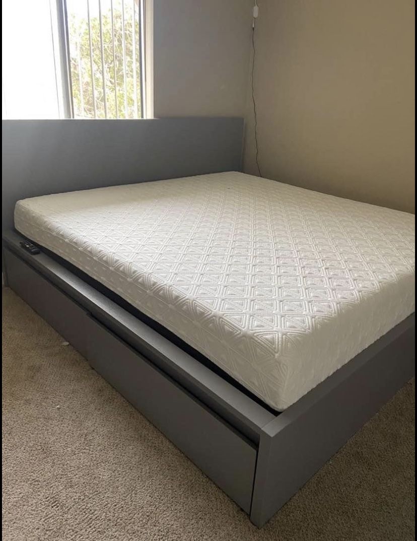 IKEA KING BED FRAME & MEMORY FOAM MATTRESS