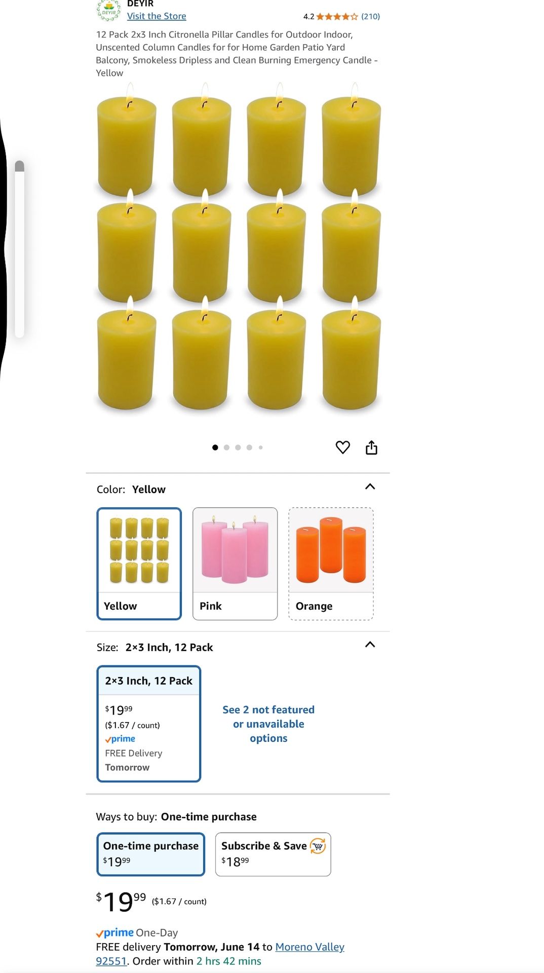 12 Pack 2x3 Inch Citronella Pillar Candles For Outdoor Indoor