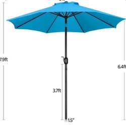  9FT Outdoor Patio Umbrella with Push Button Tilt Crank, 8 Ribs Sky Blue Brand New Inbox  

