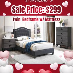 Twin Bedframe W Mattress 