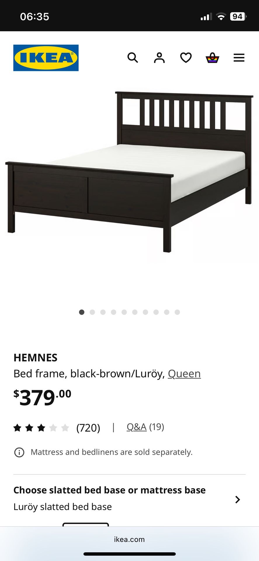 Queen Bed frame HEMNES Black