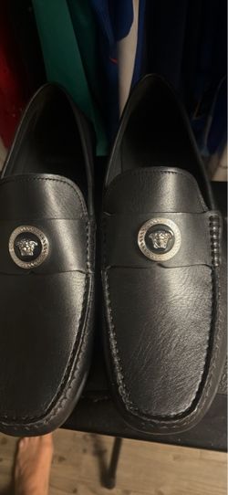 Versáce Medusa Black Leather Loafers