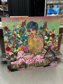 Large Mixed Media Canvas Painting
