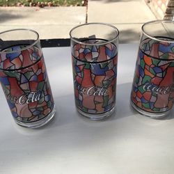  Coke Glasses With Stained Glass Look