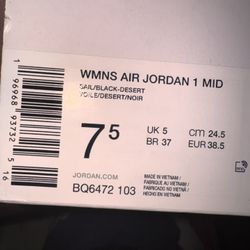 Women 7.5 air Jordan 1 Mids 