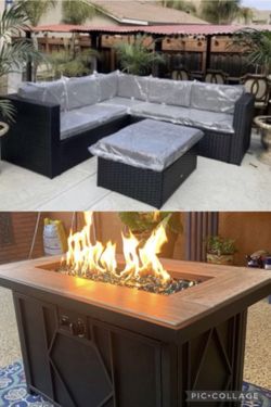 Brand New Patio Outdoor Furniture Set With Fire Pit Propane 