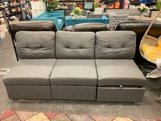 Gray Fabric 3-Seat Sofa