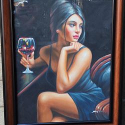Gorgeous Painting European Artist Very Beautiful Lady Painted 