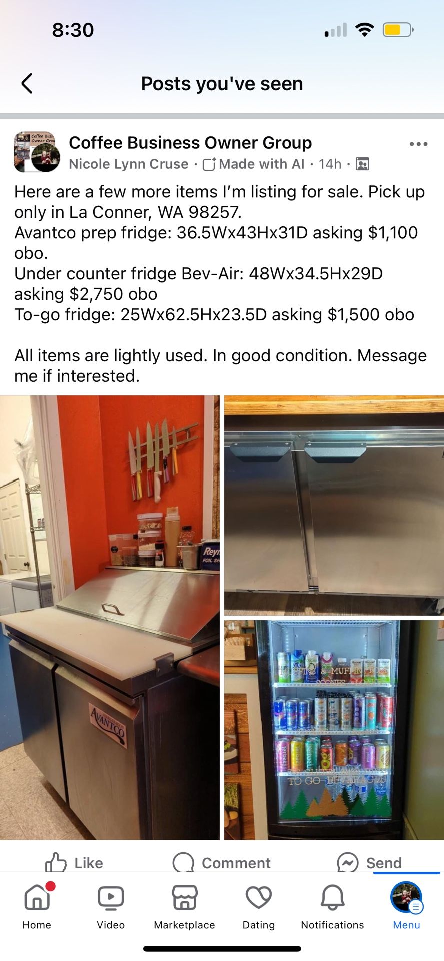 Cafe Items For Sale