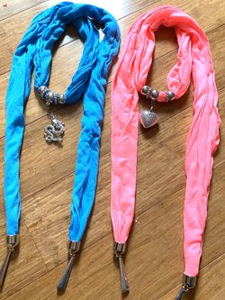 Scarfs with exchangeable charms 2 for $10 (great Christmas gifts)