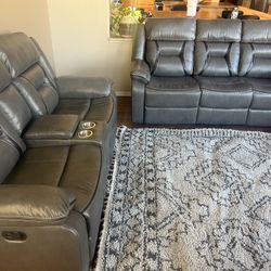 New Reclining Couch / Love Seat.  Grey Or Brown Gel Leatherette.  Free Delivery!