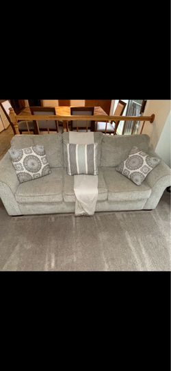 Too sofas one loveseat, one chair, one ottoman Two sofas one loveseat, one chair, one ornament