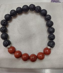 Lava Stone with Red Jasper Bracelet