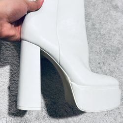 White Platform Ankle Boots – Chunky Heel