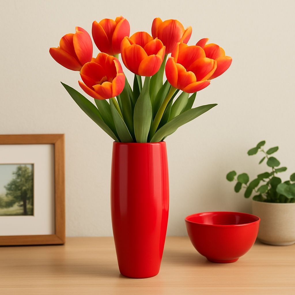 Target 2007 China Red Modern Tapered Ceramic Vase, 5x10”