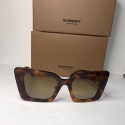 💯 OriginBurberry BE4344 Women's Square Polarised Sunglasses, Light Havana/Brown