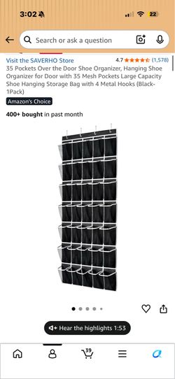 35 Pockets Over the Door Shoe Organizer, Hanging Shoe Organizer for Door