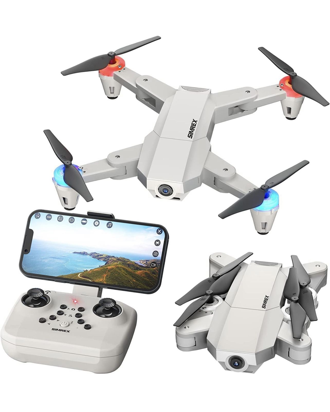 mini Drone Optical Flow Positioning RC Quadcopter with 720P HD Camera, Altitude Hold Headless Mode, Foldable FPV Drones WiFi Live Video 3D Flips Easy 