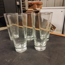 Set Of 5 Clear Glass Beer Glasses 