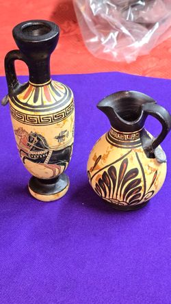 Two pieces of Greek Pottery Marked And Tagged As Copies of Museum From The Classica Period 530 BC Union Of Greek Ceramists M1B004
