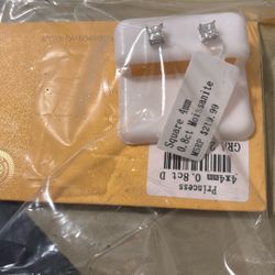 4mm Square Moissanite and silver earring