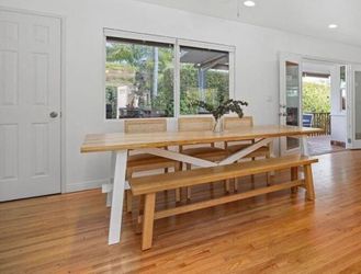 Farm wood Acacia table up to 8 with Bench