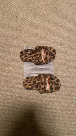 Balenciaga Leopard Faux Fur Slides