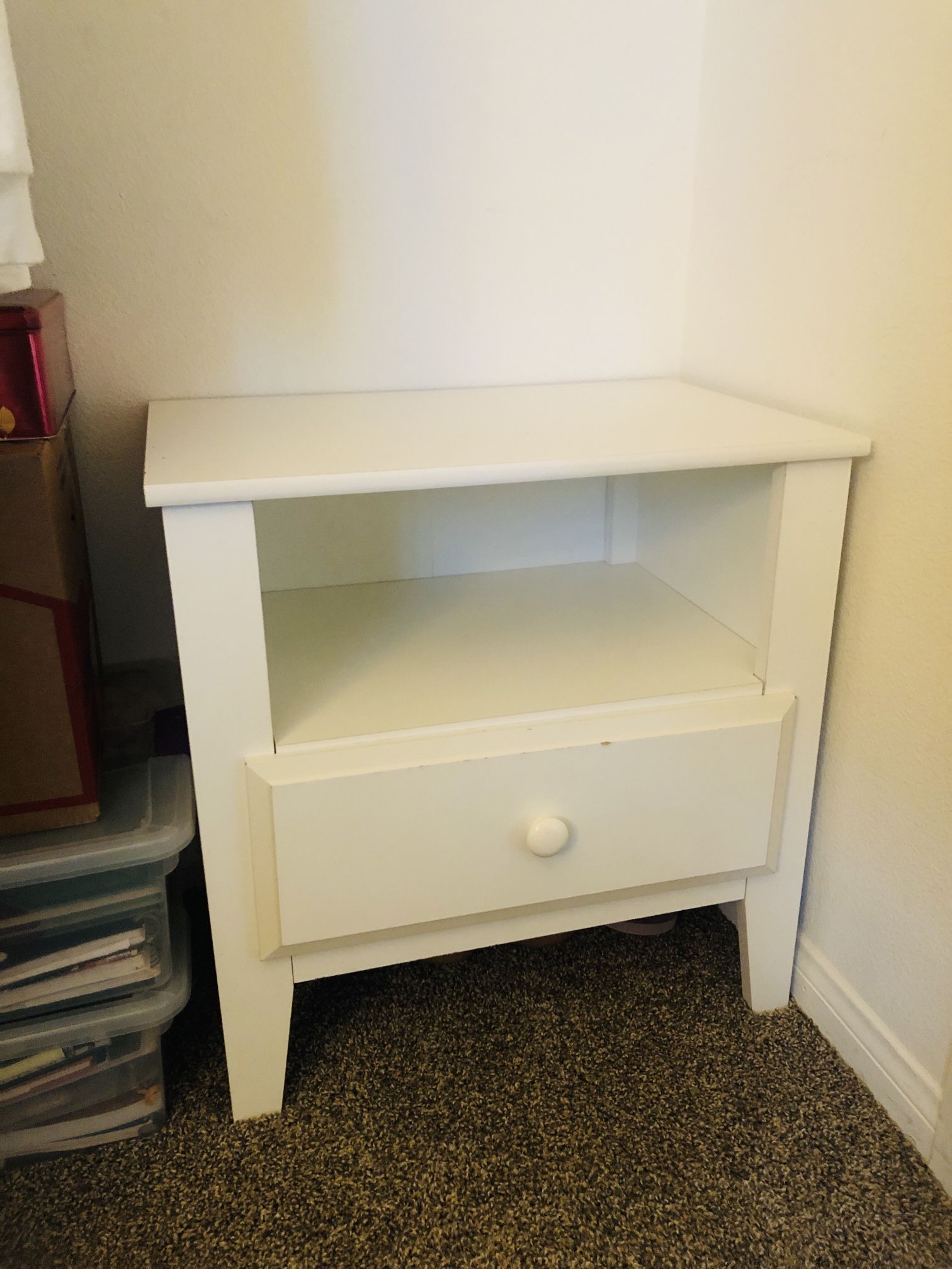 White Bedside Table with Drawer 