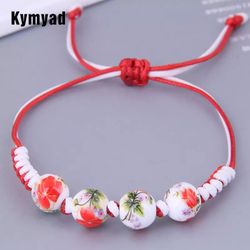 Woven ceramic bracelet with beads for women